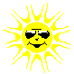Shining sun with sunglasses spins around