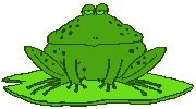 Big ol' fat animated toad sitting on a lily pad