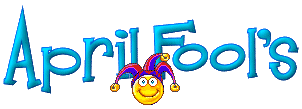 April Fool's animated banner greeting with smiley face emoticon joker