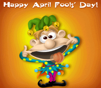 Animated gif of moving April Fool's Day Joker with silly face