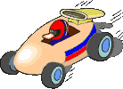 Animated tan cartoon race car