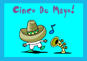 Cinco de Mayo celebration animated gif image dancing with a horn.