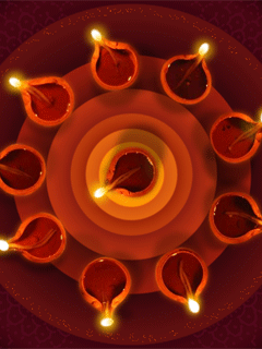 Candles burning for Festival of Lights or Deepavali celebration
