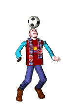 Man practicing his head moves with a soccer ball moving gif animation