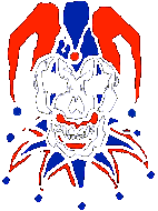 Scary animated clown joker character
