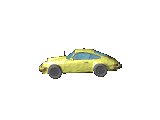 Yellow animated Porche driving in a circle