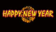 Happy New Year with single orange firework animation
