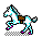 Little white animated horse running icon