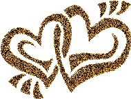 Two golden sparkly hearts entwined animation
